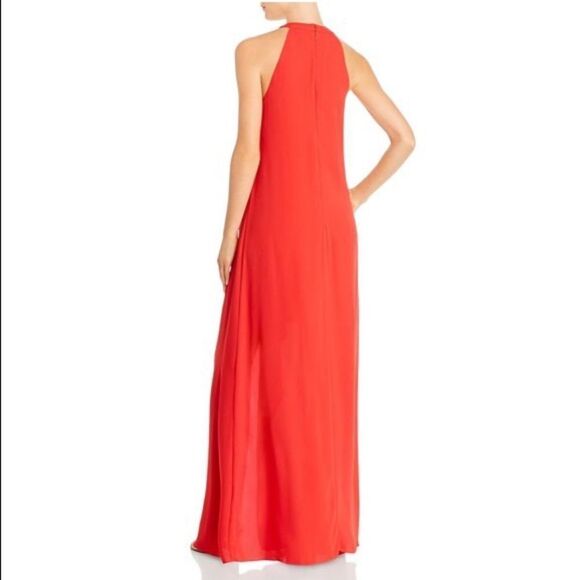 Bcbgmaxazria Red Sleeveless Hi-Low Halter Formal Maxi Dress Jewel Red XS - Picture 2 of 2